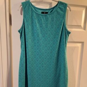 Ronni Nicole Sheath Dress Sz L Turquoise Knee Length Sleeveless Lace Fully Lined